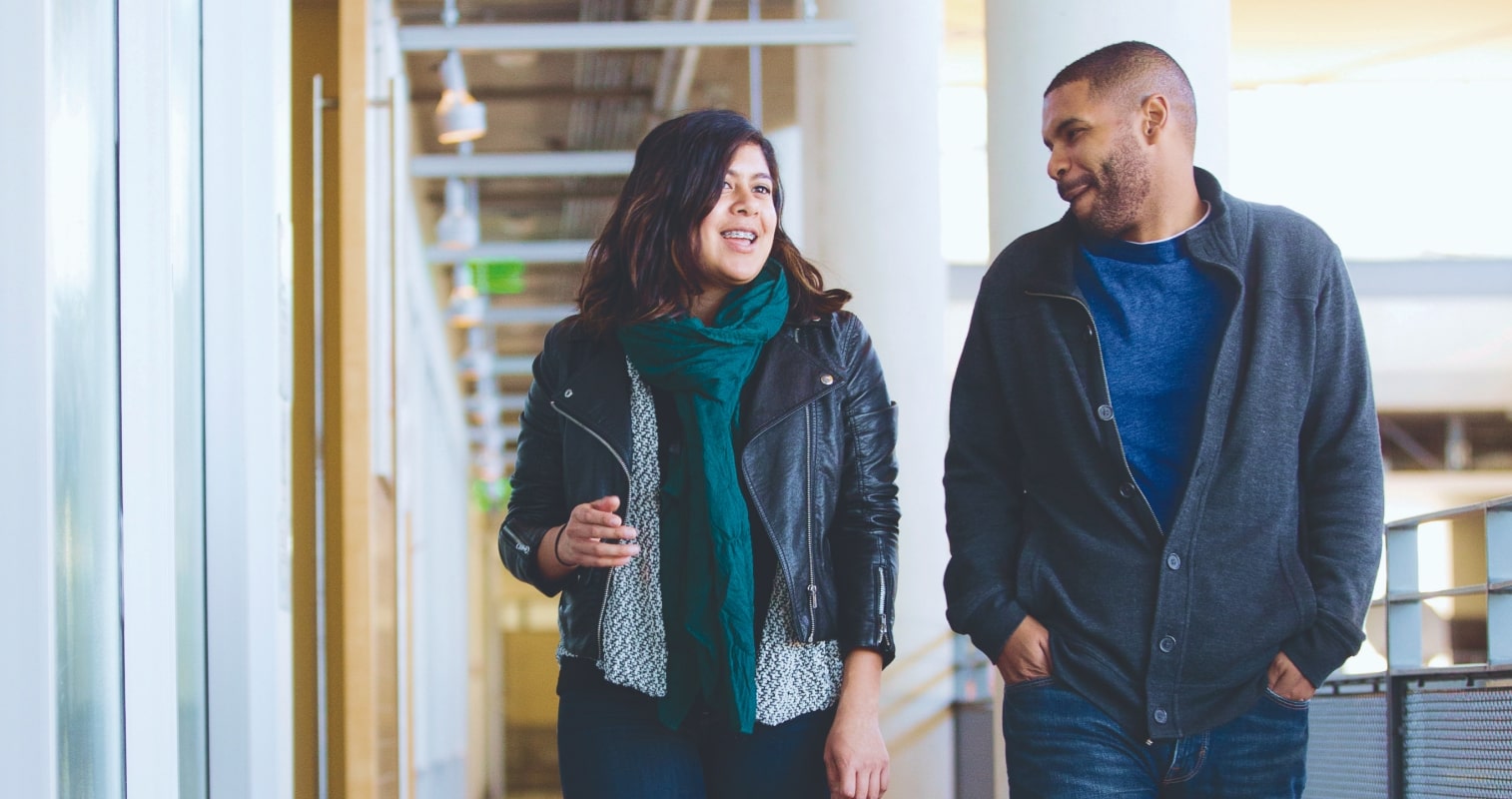 Two UCSB students talking