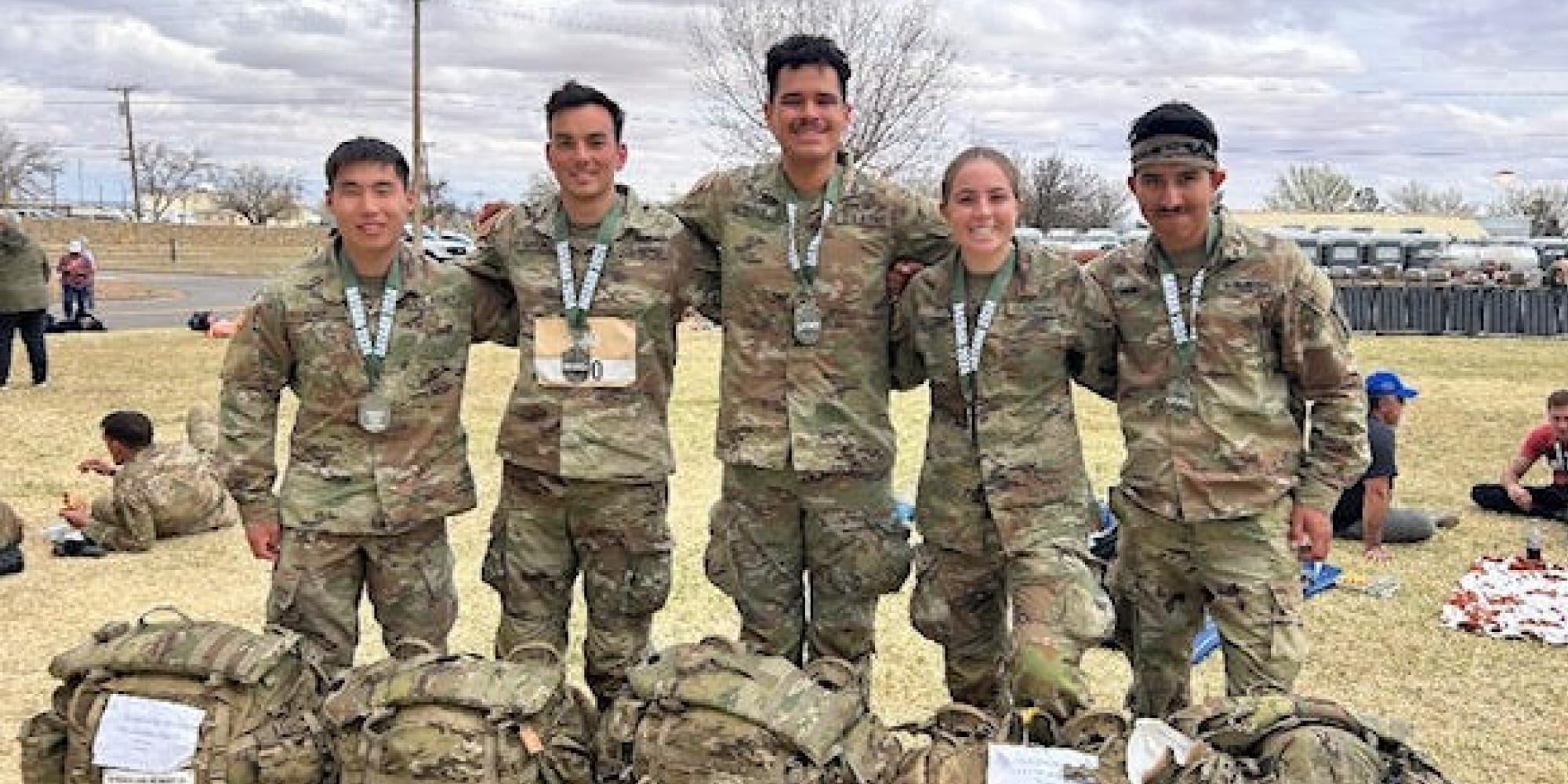 military personnel posing