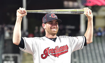 Baseball player holding bat