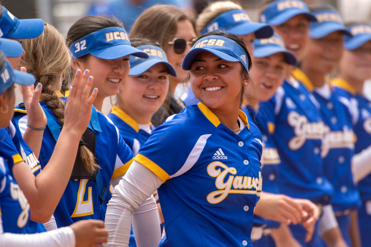 UCSB Women's softball team celebrating