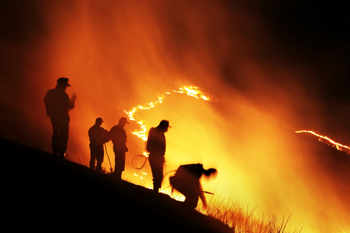 Firefighters fighting wildfire