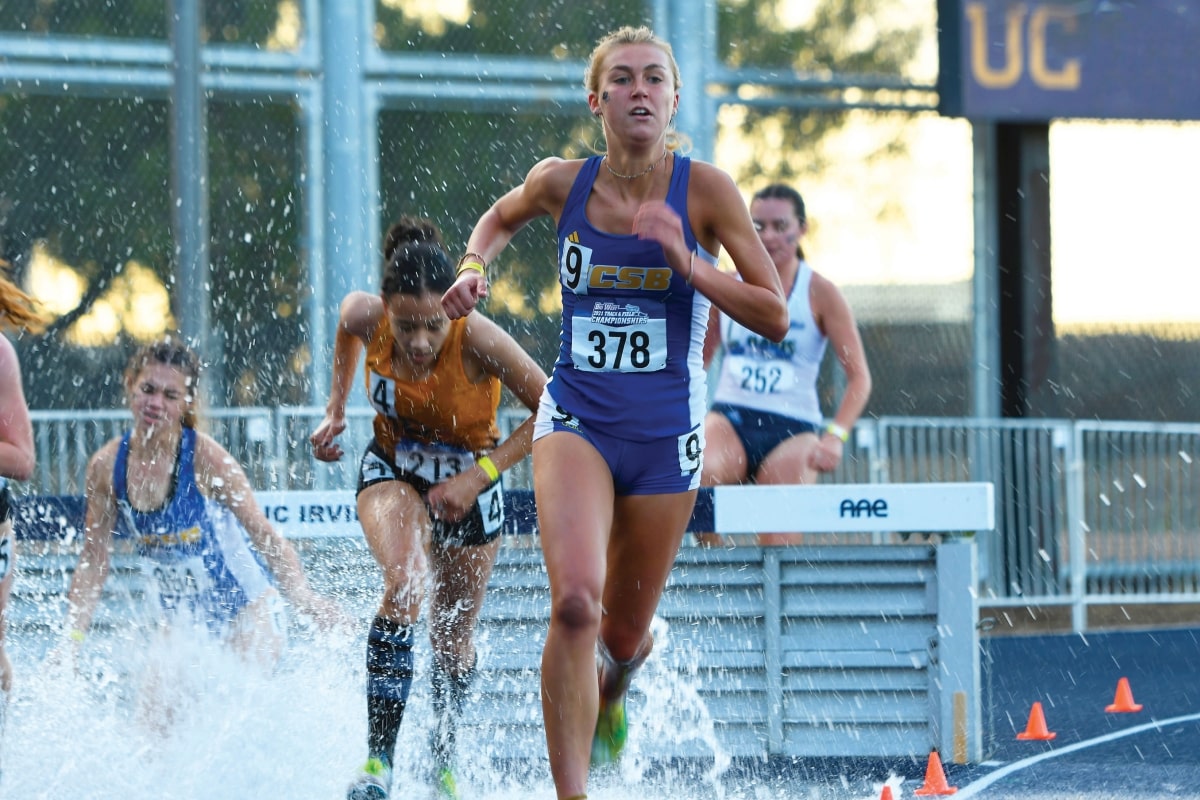 Female students running