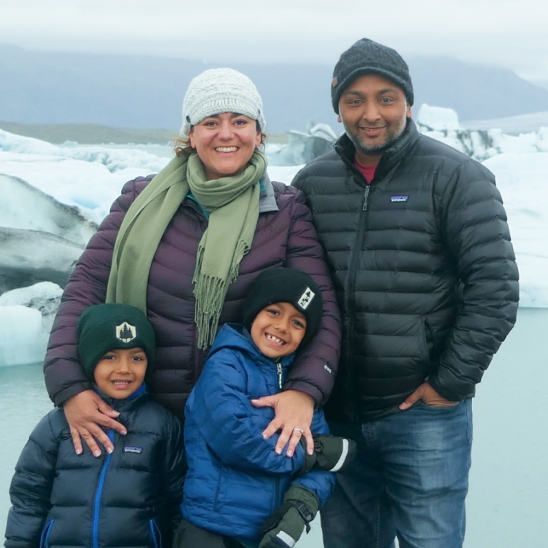 Sara Milles Gupta ‘02 with family