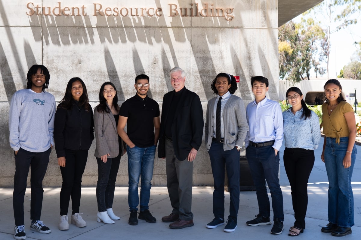 Group of students with Gene Lucas